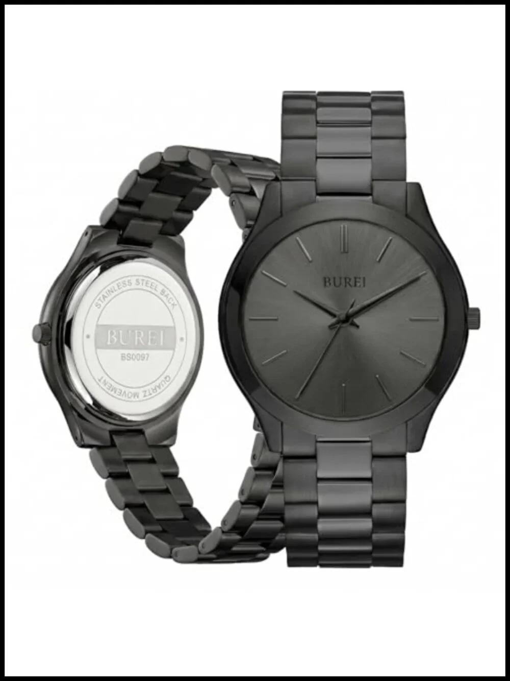 Men's 44mm Large Face Quartz Watch Stainless Steel Band Business Casual